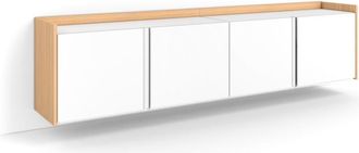 Skraut Home Mueble tv efecto madera blanco y roble 207x35x50cm colgado