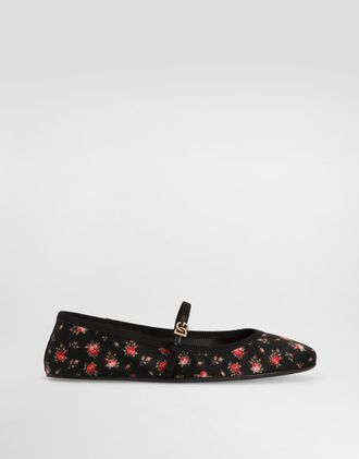 Dolce & Gabbana Satin Ballet Flats With Little Roses Print - Woman Flat Shoes Multicolor 35.5