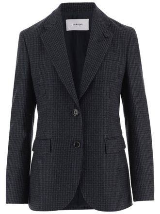 Lardini Dark Gray Layered Check Wool-Blend Jacket