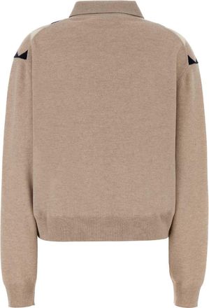 Miu Miu Womens Beige Cashmere Polo Shirt Exterior: Maglieria Sweater