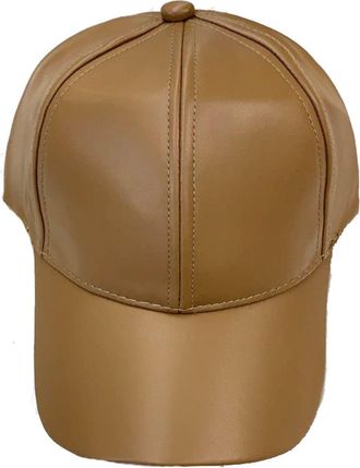 Generic Leather Baseball Cap for Men Women Adjustable All Seasons Solid Color Trucker Caps Golf Hiking Running Sports Hats for Elderly Father Khaki