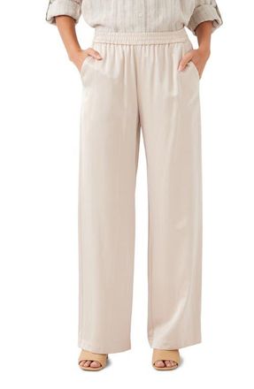 Karen Kane Satin Wide Leg Pants in Khaki at Nordstrom, Size X-Large