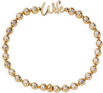 Alex and Ani Wife Elongated Crystal Stretch Bracelet in Gold at Nordstrom