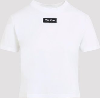 Miu Miu T-shirt con patch logo Miu Miu