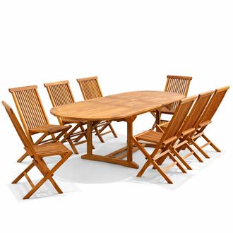 Concept Usine Conjunto de jard&iacute;n de teca aceitada para 10 personas, mesa ovalada