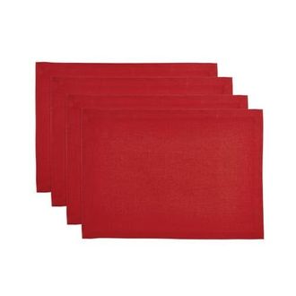 Solino Home Linen Placemats Set of 4, 14 x 19 Inch for Dining Table, Holiday and Everyday Table Decor - Diana in Cherry at Nordstrom, Size Medium