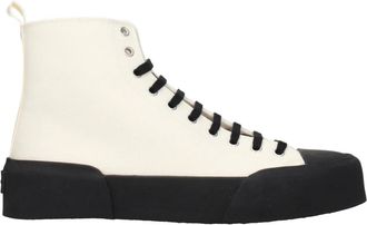 Jil Sander Fabric High Top Sneakers - Heren - Veterlaarzen - Beige - 42 EU - Schoenen