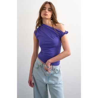 Topshop Knot One-Shoulder Top in Purple at Nordstrom, Size X-Small