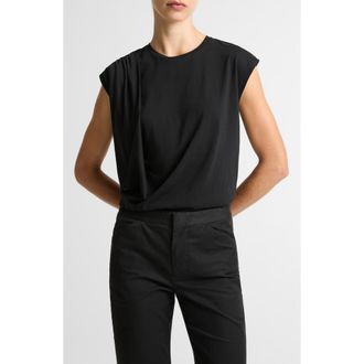 Vince Cap Sleeve Drape Top in Black at Nordstrom, Size Xx-Small