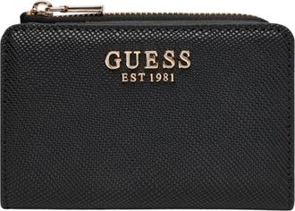 Guess Wallets & Cardholders, female, Black, Size: ONE SIZE Zip and Button Wallet with Inside Pockets