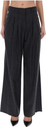 Pantaloni Torino High-Waisted Pleated Wide-Leg Pants - Dames - Wijde Broeken - Grijs - L - Broeken