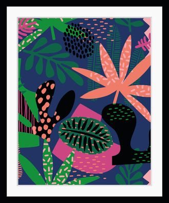 Queence Bild »Joanna« Blätter Kunst Pflanzen Pflanzenbilder HD Premium Poster-Druck inkl. Holzrahmen