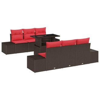 vidaXL Juego De Sof&aacute; 7 Uds. 6-n&uacute;mero De Plazas Marr&oacute;n Y Rojo Vidaxl