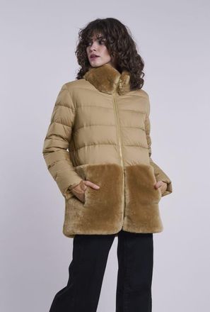 Blue Duck Down and Shearling Jacket in Camel at Nordstrom, Size X-Small