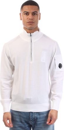 C.P. Company Mens Extrafine Merino Wool Half-Zip Sweater in White - Size X-Large