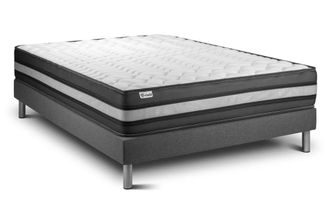 VITALIT Somier gris + colch&oacute;n con espuma viscoel&aacute;stica 160 x 200