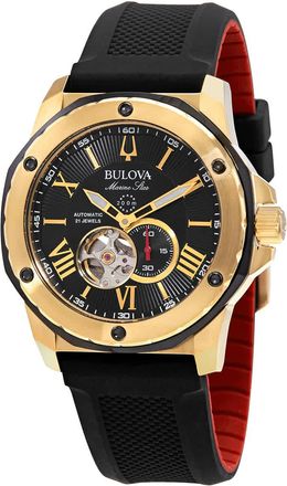 Bulova Marine Star Automatic Black Dial Mens Watch 98A272