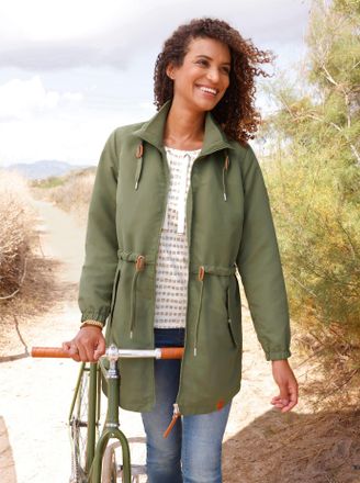 Casual Looks Parka CASUAL LOOKS, Damen, Gr. 36, khaki, 100% Polyester, unifarben, Jacken Parka