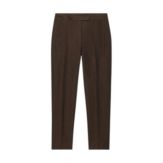 Brooks Brothers Tailored Slub Katoen-Linnen Broek - Dames - Nette broeken - Bruin - 3XS - Katoen - Broeken