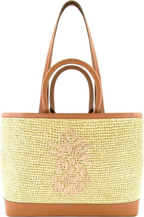 Tommy Bahama Leather Trim Raffia Tote