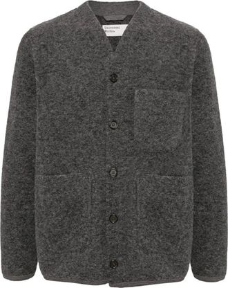 Universal Works Truien & Vesten, Heren, Grijs, L, Wol, Navy Blue Wool Blend Cardigan