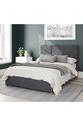 Aspire Home Accents Garland Upholstered Ottoman Storage Bed, Plush Velvet Fabric in Grey | Size: Single
