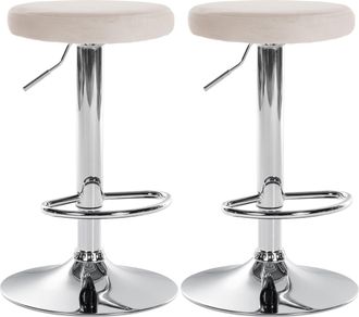 Clp Clp - Set De 2 Taburetes De Bar Ponte En Terciopelo Crema Metal Cromado
