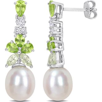 Delmar Semiprecious Stone & Cultured Pearl Drop Earrings in Green at Nordstrom Rack