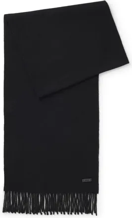 BOSS Italian-made wool scarf with logo patch