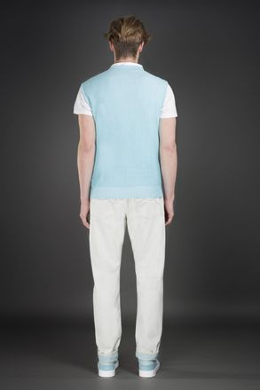Moorer Mens Light Blue Sleeveless Sweater Turquoise Clothing