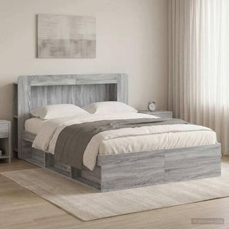 Berkfield Home Bed Frame with Storage Grey Sonoma 140 x 200 cm Engineered Wood