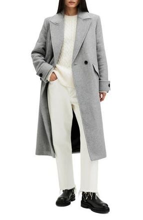 AllSaints Mabel Double Breasted Coat in Ultimate Grey at Nordstrom Rack, Size 4 Us / 8 Uk