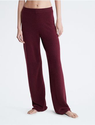 Calvin Klein Womens Sweater Lounge Plush Sleep Pants - Red - XS
