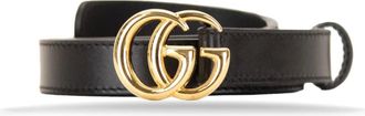 Gucci Belts, female, Black, Size: 120 CM Leather Logo Plaque Belt