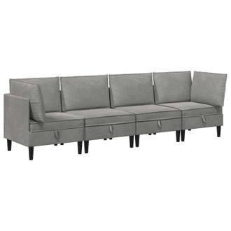 vidaXL Juego De Muebles De Sal&oacute;n Con Coj&iacute;n 4 Pcs Gris Claro Terciopelo Vidaxl