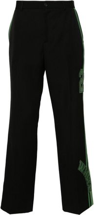 Off-white logo-patch trousers - men - Cotton/Viscose/Wool/Polyester/Virgin Wool/Cupro - 46 - Black