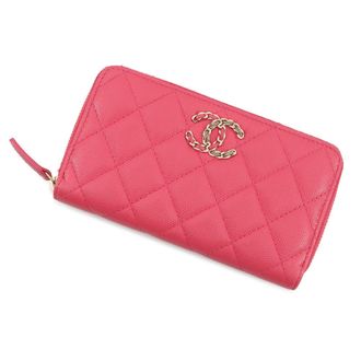 Chanel Pink Grained Calfskin Long Wallet (Bi-Fold) (Pre-Owned)