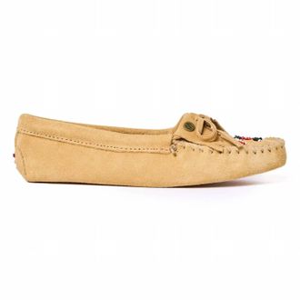 Minnetonka Womens Thunderbird Animikii Softsole Moccasins In Tan