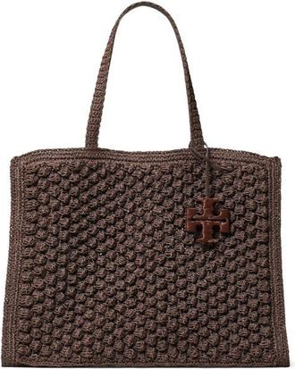 Tory Burch Ella Hand Crochet Straw Bag in Dark Cocoa at Nordstrom
