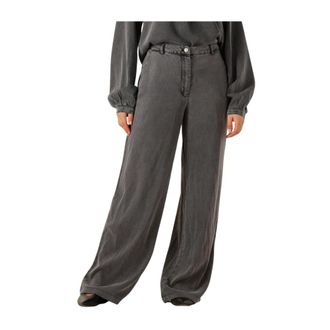 Simple Jeans, Dames, Grijs, S, Wijde Tencel Twill Broek
