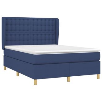 vidaXL Cama Box Spring Con Colch&oacute;n Tela Azul 140x190 Cm Vidaxl