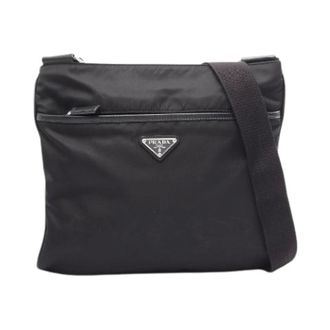 Prada Pre-owned Tessuto Saffiano schoudertas - Heren - Pre-owned - Zwart - Maat: ONE Size Leer