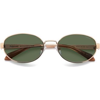 Polaroid 55mm Polarized Oval Sunglasses in Rose Gold/Green Pz at Nordstrom