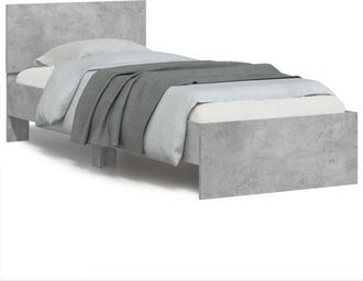 vidaXL Giroletto con Testiera e led Grigio Cemento 90x200 cm Vidaxl