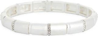 Nordstrom Rack Cubic Zirconia Tube Stretch Bracelet in Clear- Silver at Nordstrom Rack