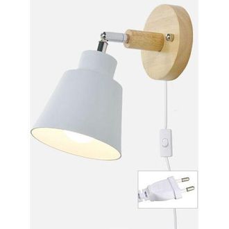 OEM Aplique De Pared Con Interruptor De Encendido/apagado Y Enchufe, L&aacute;mpara De Mesita De Noche Estilo Macaron Moderno Vintage, Aplique De Pared De Madera