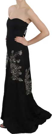 John Richmond Black Sequined Flare Ball Gown Womens Dress
