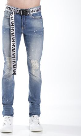 HVMAN Strat Super Skinny Fit Jean W/White Belt In Lichen