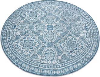 RugsX Rugsx - Alfombra De Cuerda Sisal Loft 21193 Circulo Boho Marfil/plateado/azul Beige Circulo 160 Cm