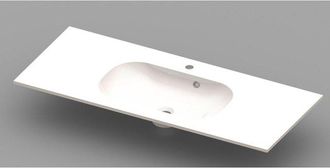 NEMO Spring Ovum meubelwastafel met 1 centrale verzonken wastafel 1200 x 500 x 200 mm met overloop wit kunstmarmer